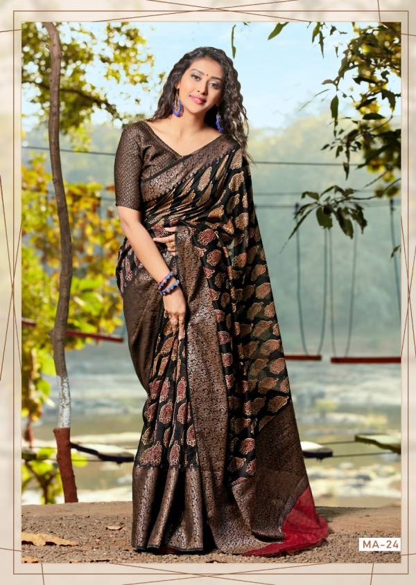 Sr Meera Hit Collection Fancy Festive Wear Soft Linen Printed Saree Collection